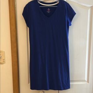 Isaac Mizrahi Blue Relaxed Short Sleeve T-Shirt Dress